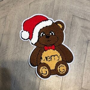 Festive Bear Patches with Santa Hats (Iron on 😃)